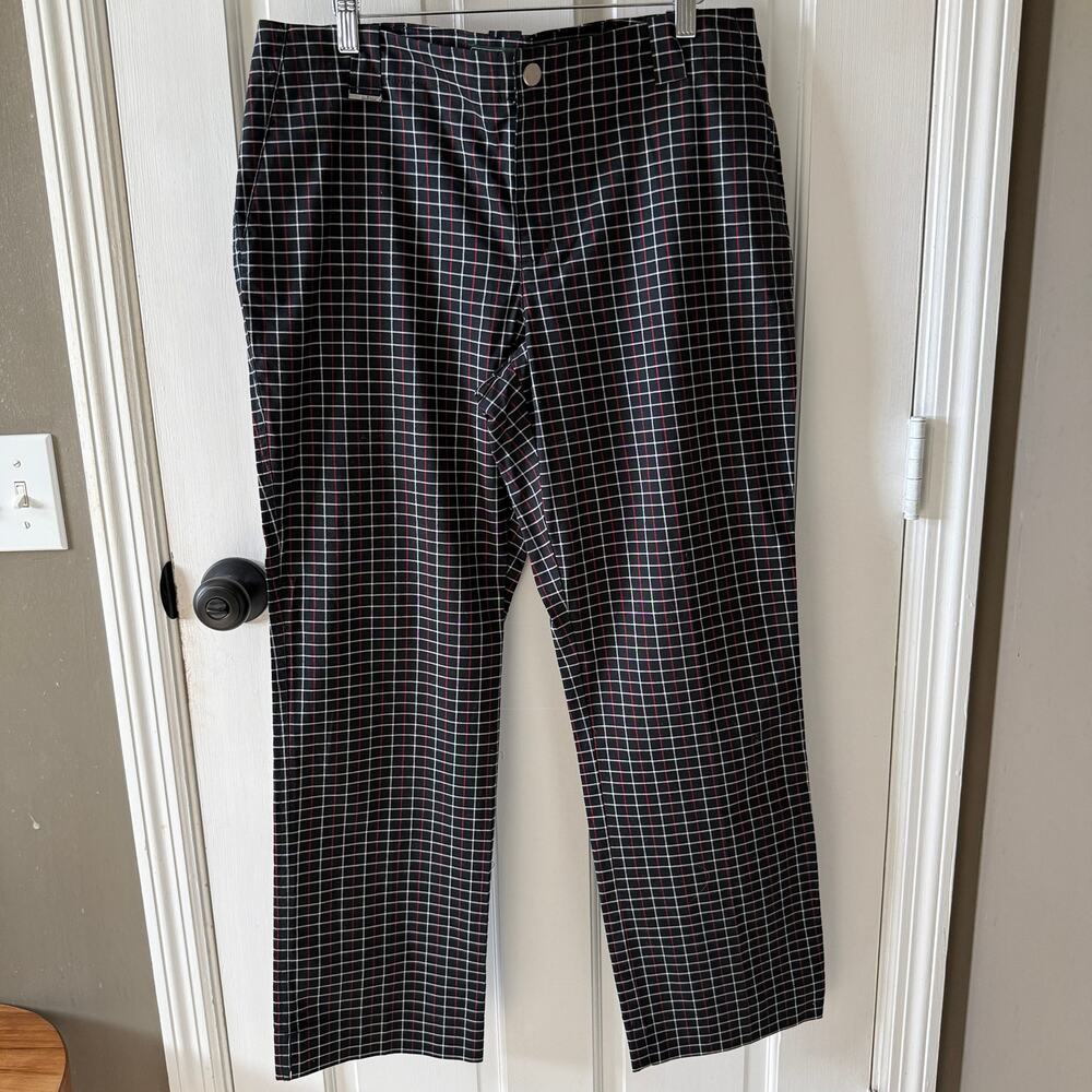 Lauren Ralph Lauren Women’s Windowpane Check Pants Black Red White 12 Preppy